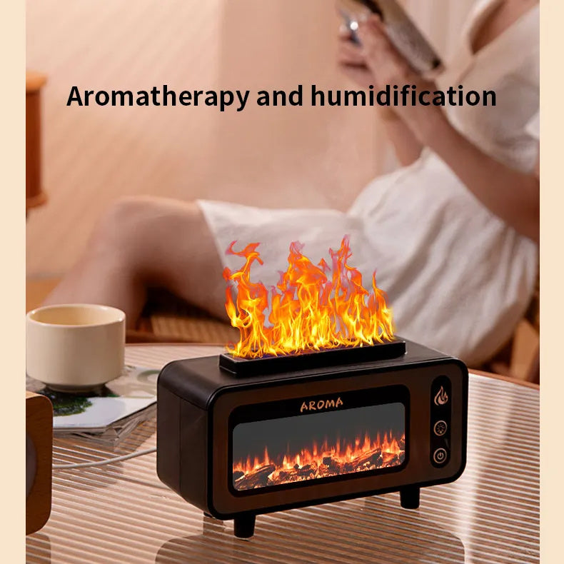 Fireplace Aroma Diffuser – 3D Flame Ultrasonic Humidifier